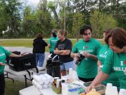 Family and Friends Gathered Around for the Town Clean Up