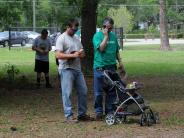 Family and Friends Gathered Around for the Town Clean Up