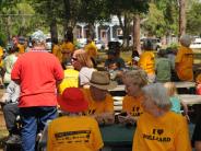 Family and Friends Gathered Around for the Town Clean Up