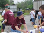 Family and Friends Gathered Around for the Town Clean Up