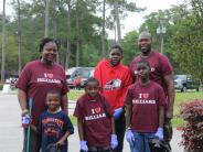 Family and Friends Gathered Around for the Town Clean Up