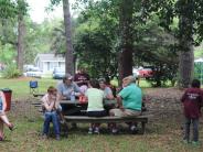 Family and Friends Gathered Around for the Town Clean Up