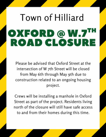 ROAD CLOSURE – OXFORD STREET & W 7TH STREET